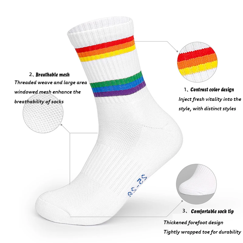 Professional Sports Tennis Table Tennis Badminton Crew Socks Men/Women Student Thick Cushioned White Compression Athletic Sock