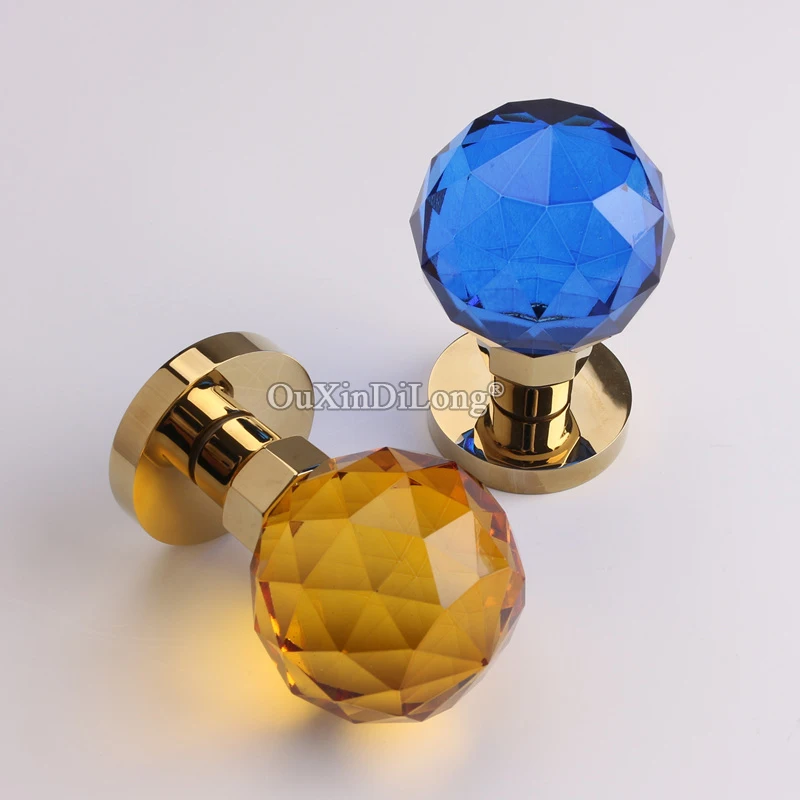 

European American Solid Crystal Ball Knobs Copper Alloy Door Knobs Lock Interior Entry Background Wall Hidden Door Locks