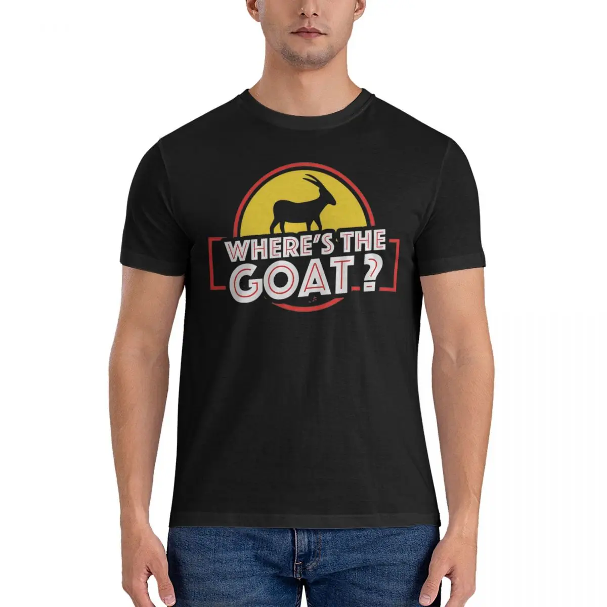 Novelty Jurassic Park - Where's The Goat Tshirts Men 100%Cotton Short Sleeve O-neck TopsTops