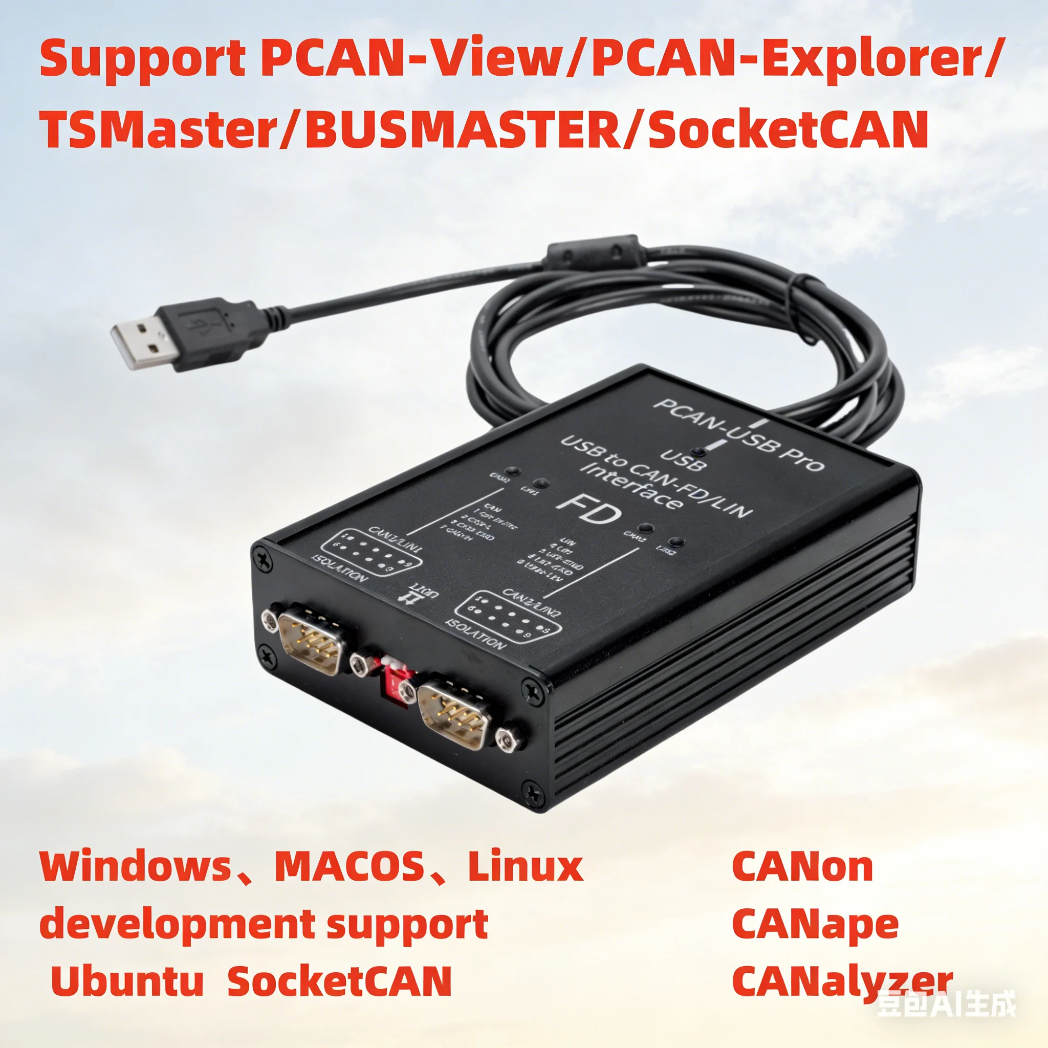 PCAN-USB Pro PCAN FD PRO 8Mbit/s 12Mbit/s 16Mbit/s USB to CAN Adapter 2CH CAN FD Compatible with IPEH-004061 for PEAK