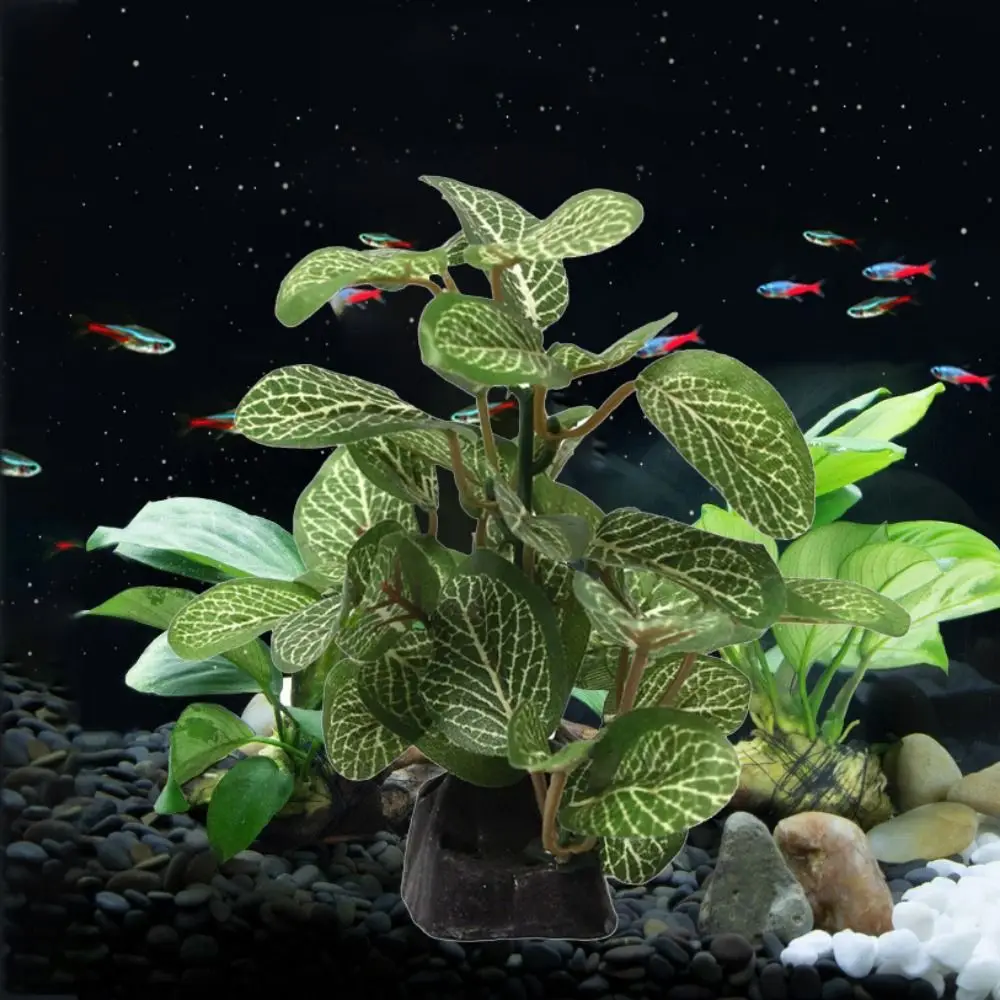 Silk Faux Underwater for Fish Tank Decor Realistic Artificial Plants Aquarium Plants Ficus Tree Turtle Jar Ornament