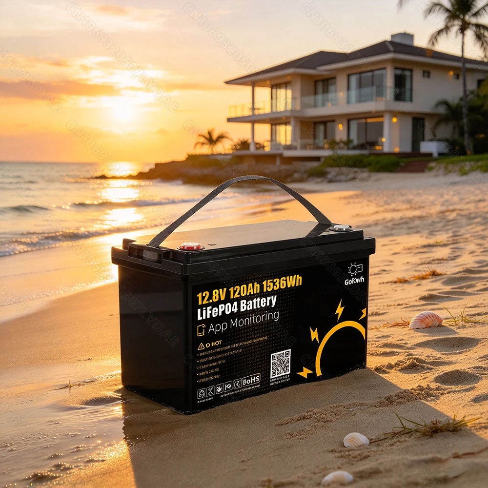 2pcs Grade A 12V 120Ah LiFePO4 Battery Pack APP Control Built-in BMS 12.8V LFP Rechargeable Cell DIY 24V 120Ah 12V 240Ah 48V For RV Boat Solar Golf Cart Home Energy Storage Camping Backup Power