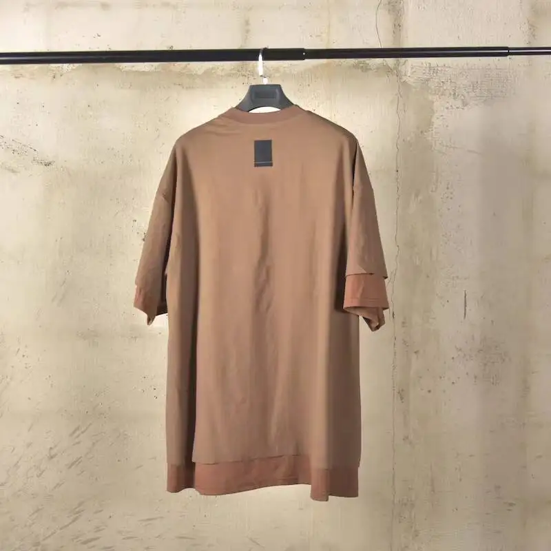 HKSH Summer New Men Niche Design Japanese Style Fake Two-Piece Short Sleeve Loose T-shirt Punk Trendy Contrast Color Top HK18455