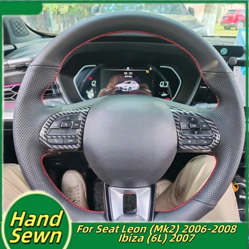 

Car Steering Wheel Cover Hand-Sewn Microfiber Leather For Seat Leon (Mk2) 2006-2008 Ibiza (6L) 2007 Car Interior Accessories