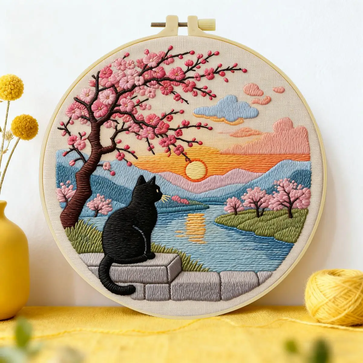 1 Stück 20X20CM/15X15CM 7,87/6,3 Zoll Tier - Katzen-Rückansicht Stickerei Starter-Kit DIY-Kit DIY-Stickerei-Set Handarbeiten – Detail 1