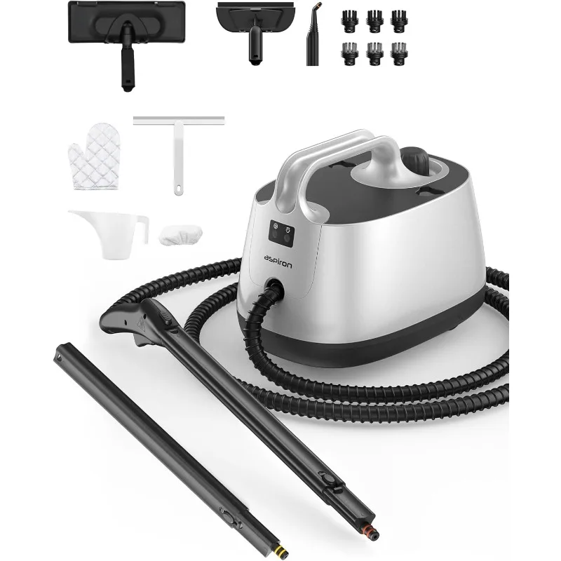 

Steam Cleaner, Aspiron Steamer with 21 Accessories, Portable Multipurpose Steam Cleaner for Car 5 Mins Heating with 1.5L Tank