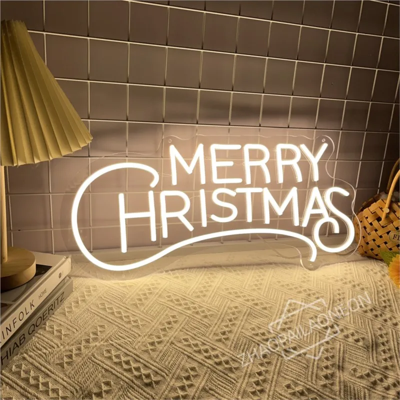 Merry Christmas Neon Sign Led Dimmable Christmas Tree Decor Neon Light Room Decoration For Home Christmas Party Light Up Signs - view 3