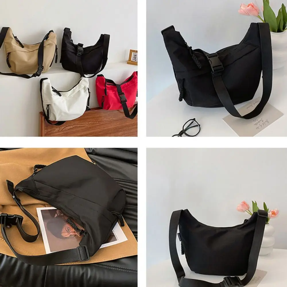 

Fashion Korean Style Nylon Crossbody Bag Large Capacity Handbag Oxford Cloth Shoulder Bag Pure Color Simple Dumpling Bag Travel