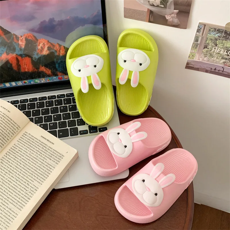 Children Cartoon Rabbit Kids Slippers Boys Bathroom Slippers Girls Non-slip Soft Sole Home Flip Flops Indoor Bathroom Slippers