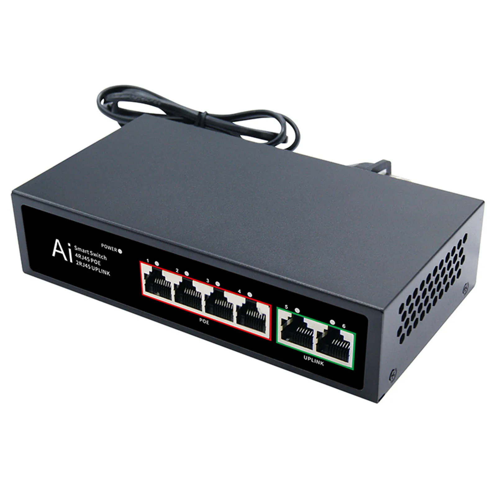 6 10 Ports POE Switch Ethernet Smart Switch Network Switch 100Mbps RJ45 Hub Internet Splitter Auto MDI/MDIX for WiFi Router