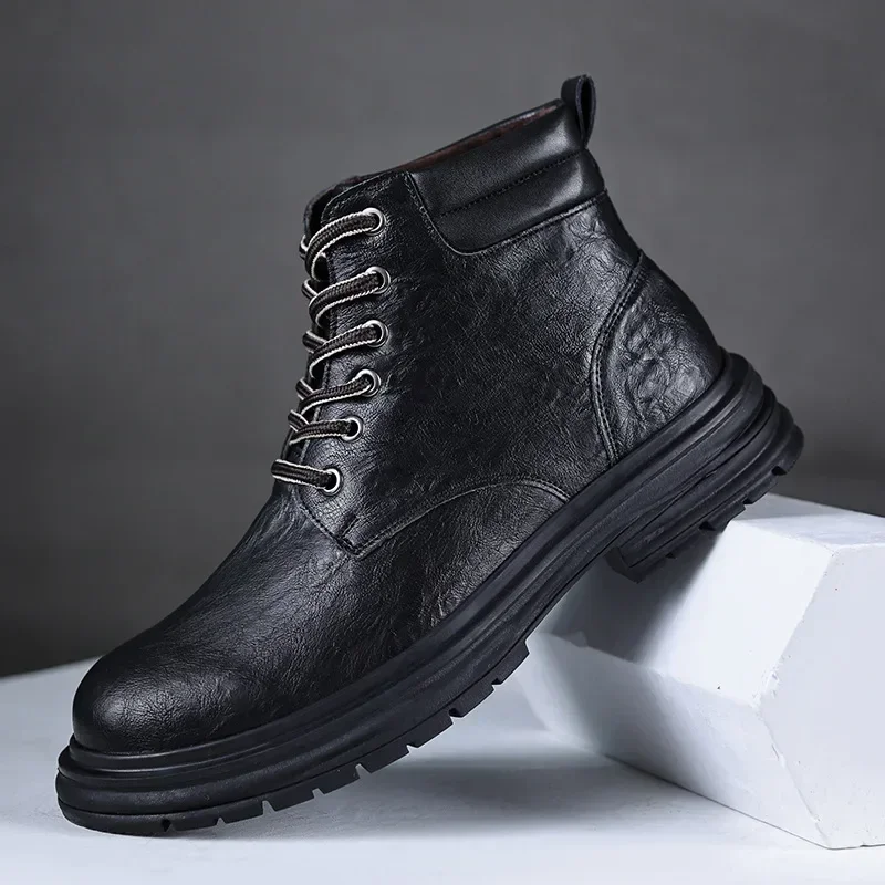 

2025 New Men Boots British Style Genuine Leather Mens Casual Boots Wear-resistant Male Platform Shoes Hot Sell Botas Para Hombre