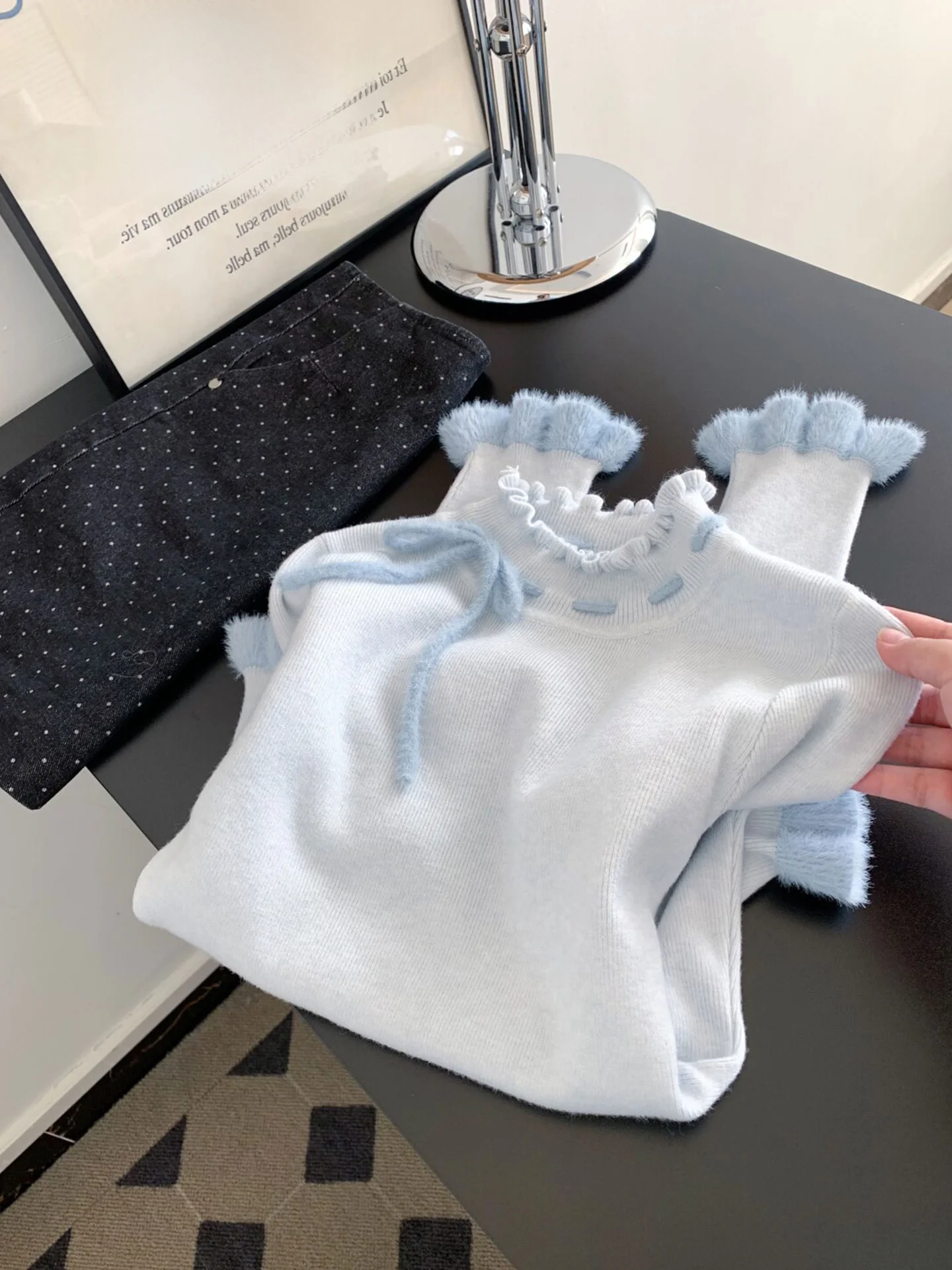 Gentle Agel Long Sve Top tricoté Winter Wood ain Super Beautiful Base irt Overhead irt Commute Sle K...