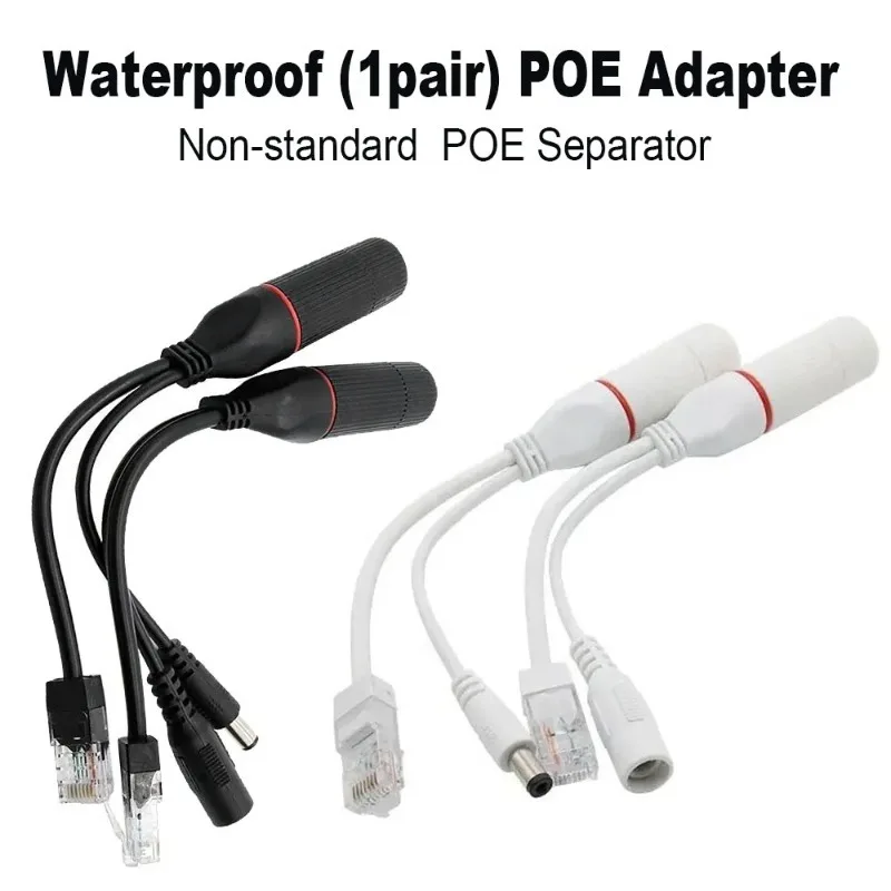 

2pcs Waterproof PoE Power Kit Injector+Splitter 48V to 5-48V DC RJ45 for CCTV & Network Devices