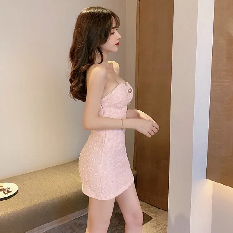 Różowa Opaska na Biust Dr Sexy Svel Slim Fit Bodycon Druhna Dr na Klub Nocny Bar Odzież Robocza Moda Damska