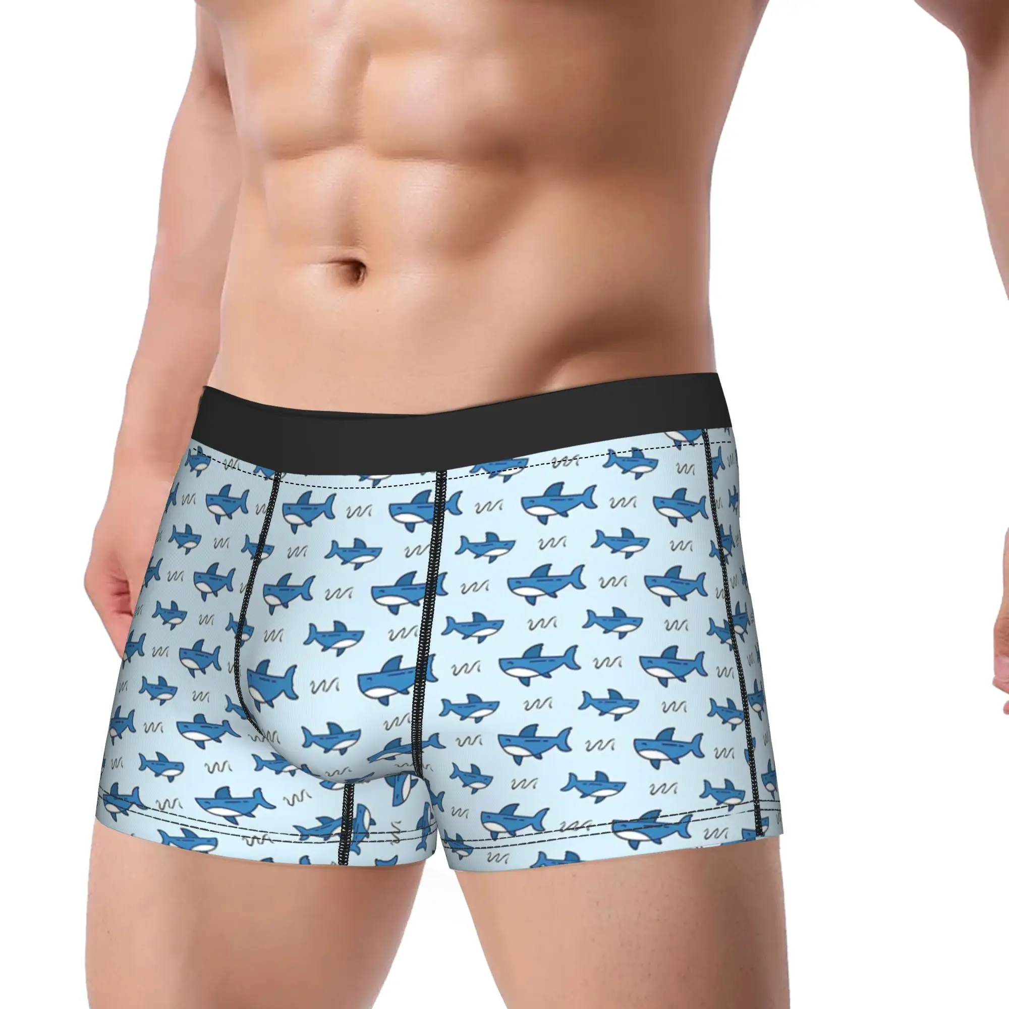 Men Shark Pattern Boxer Briefs Shorts Panties Breathable Underwear Underwater Homme Novelty S-XXL Underpants