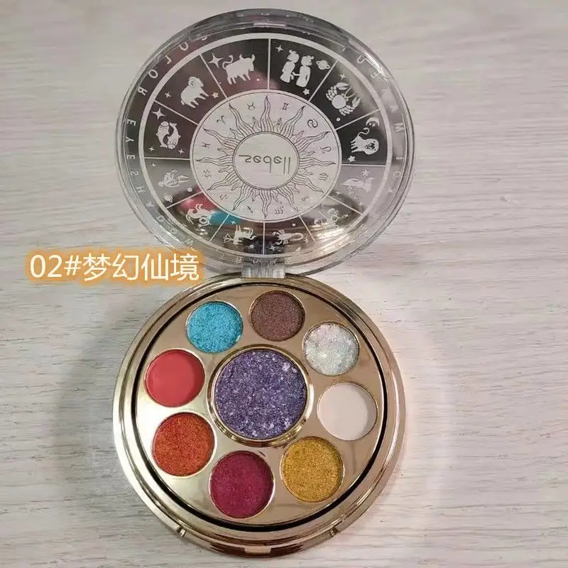 Paleta de sombras com 9 cores, pó brilhante, mesmo textura de maquiagem, rotativa, oito gatilhos, cultivo da imortalidade chinesa, sombra para os olhos