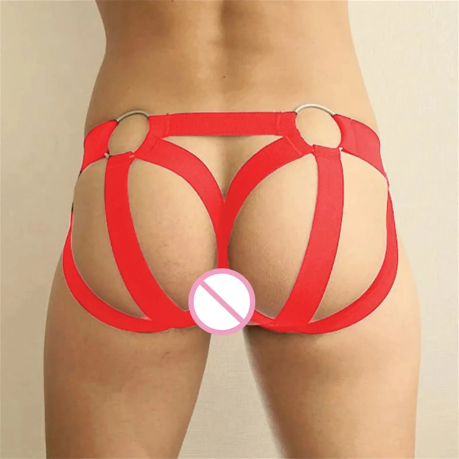 Men\'s Sexy G String Thongs Erotic Bondage Jockstrap Underwear Bulge Pouch Strap Lingerie Hollow Out O Ring Underpants Hombre Gay