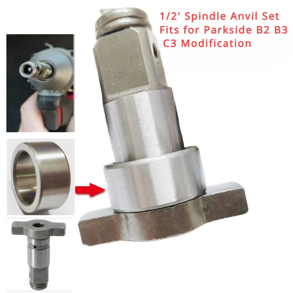 Spindle Anvil Shaft1/2\' W/ 16 X 22 X10mm Bearing Sleeves Electric Wrench Parts for Parkside Screwdriver B3 C3 WU268 278 279 Worx