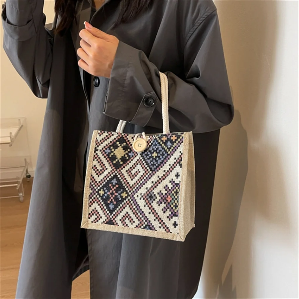 Sac à main en toile pour femme, style ethnique, rétro, décontracté, fourre-tout, grande capacité, étudiant japonais