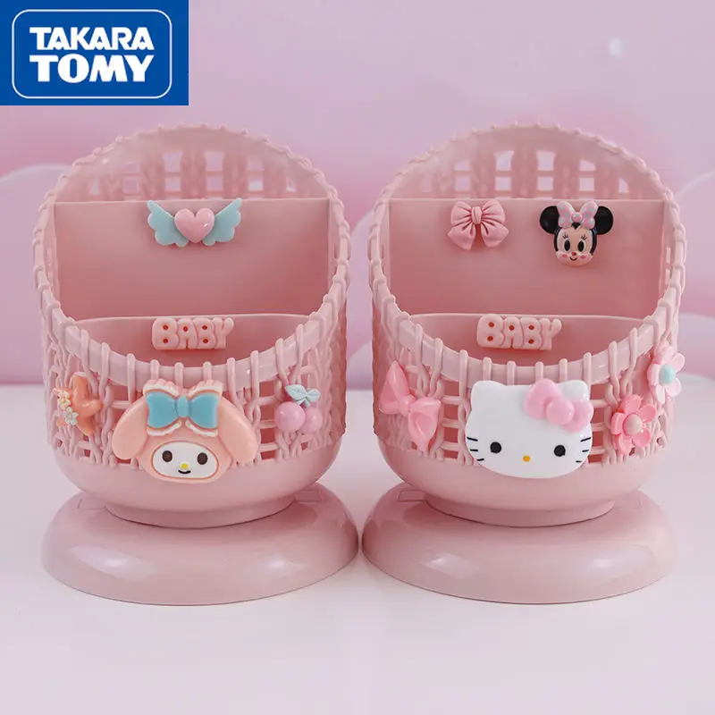 

TAKARA TOMY Hello Kitty 2022 New Student Children's Pen Holder Stationery Multi-functional Girl Heart Cartoon Cute Storage Box