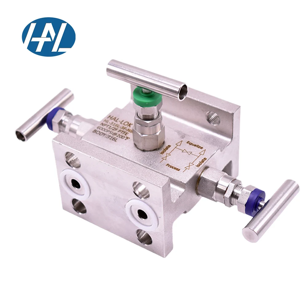 

High Pressure T-type Stainless Steel Instrument Manifold with Needle Valve 2/3/5 Manifold Valves for Gas Manual Control