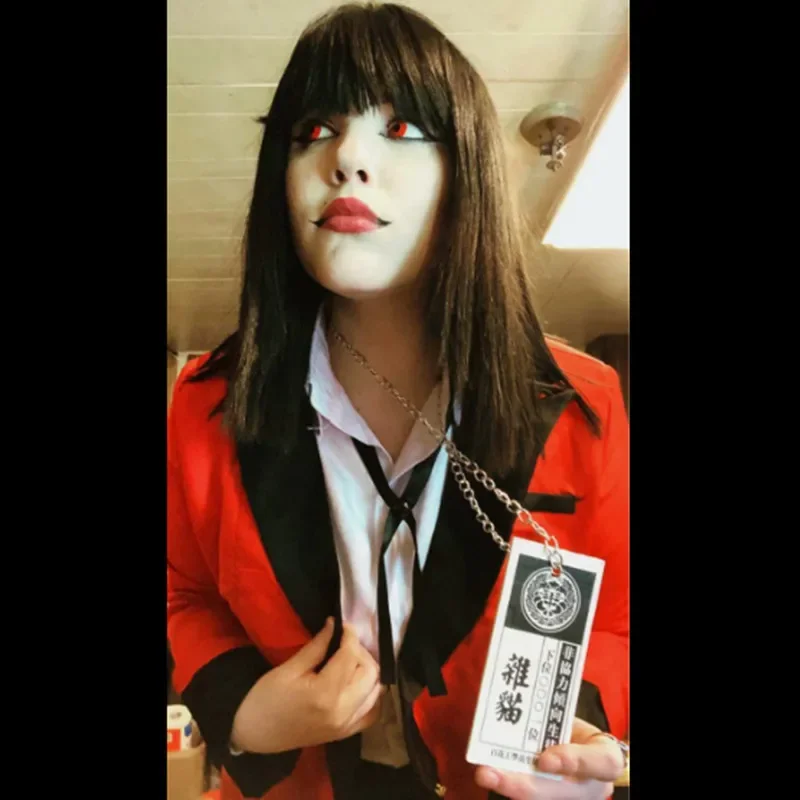 Disfraz de Cosplay de Kakegurui Jabami Yumeko, conjunto completo de Falda plisada, uniforme de Anime para chica escolar, Halloween, Sayaka compulsivo