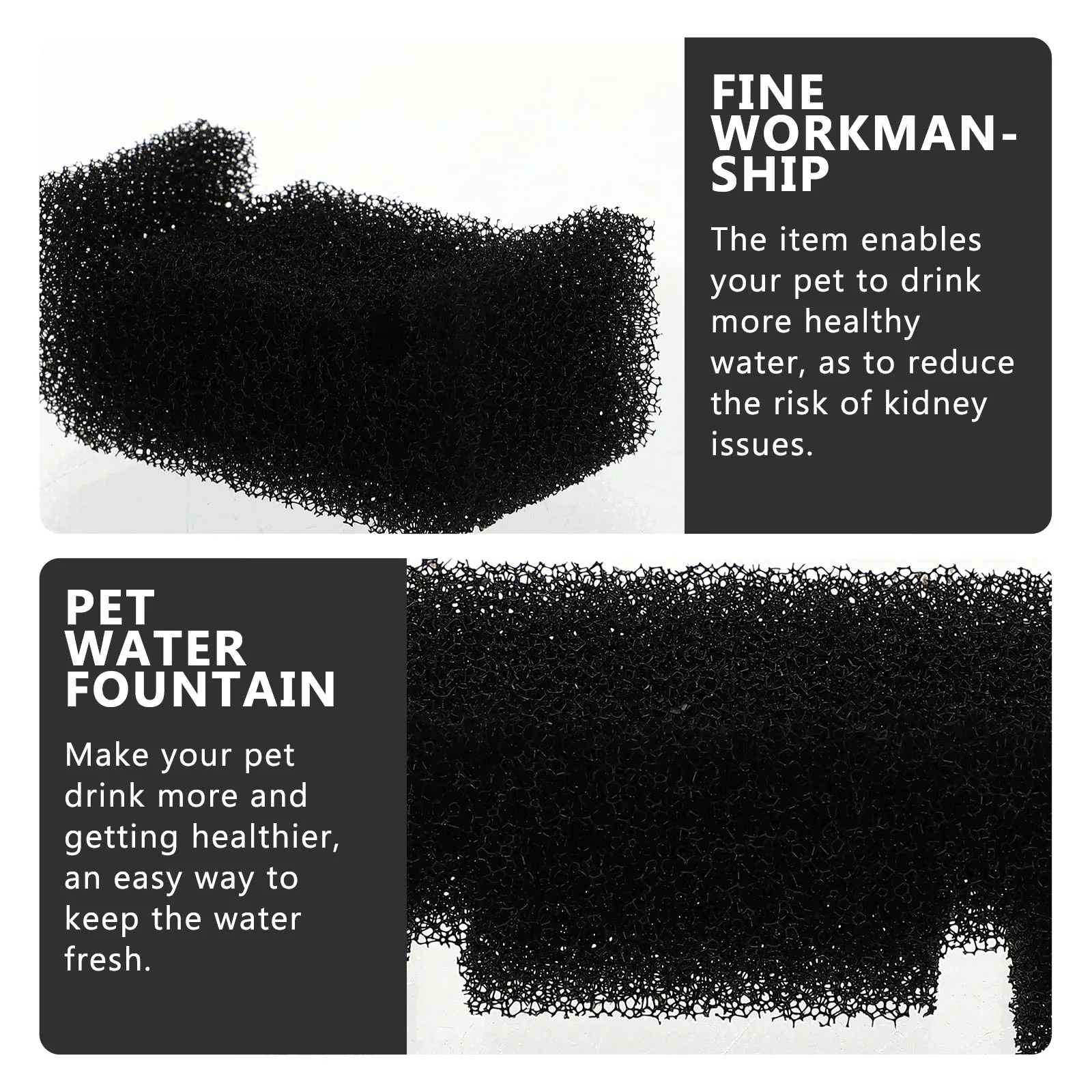 

16pcs Cotton Filter Elements Pet Water Fountain Replacement Black Dog Cat Bowl Household Filter Core Pet Supplies