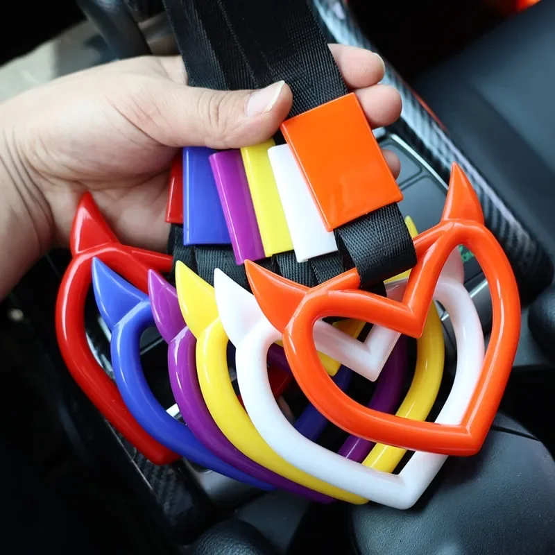 JDM Car Interior Rear Pull Ring New Devil Horns Bumper Handle Warning Hanging Ring Auto Anti-static Strap Supplies Decoration