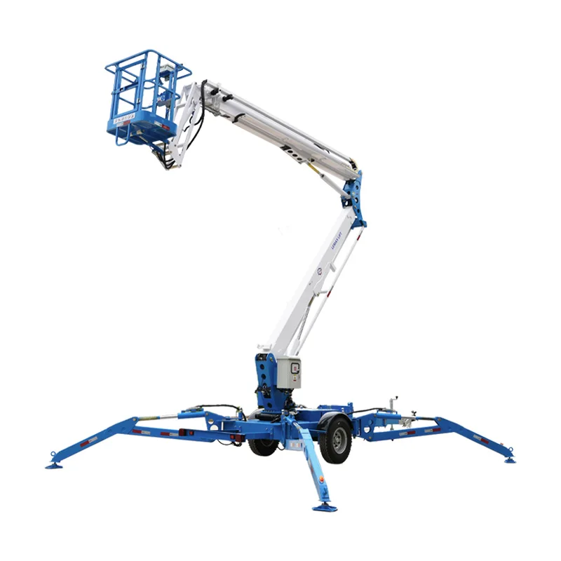 20-26m Telescopic Folding Boom Elevator Mobile Trailer Articulated Lifting Platform Crawler Boom Elevator Curved Boom Lift