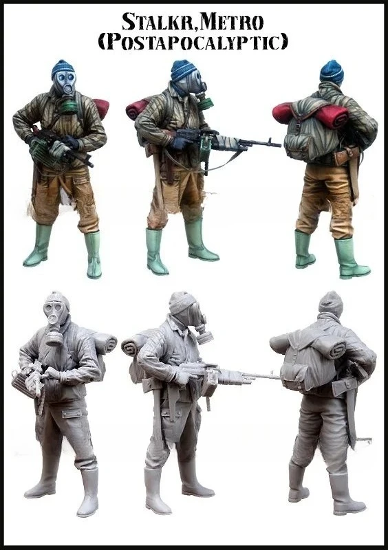 1/35 Resin Figure Assembly Model Kits Post-Apocalyptic Stalker Soldier 1 Figure Fantasy Miniature Unassembled Unpainted C564