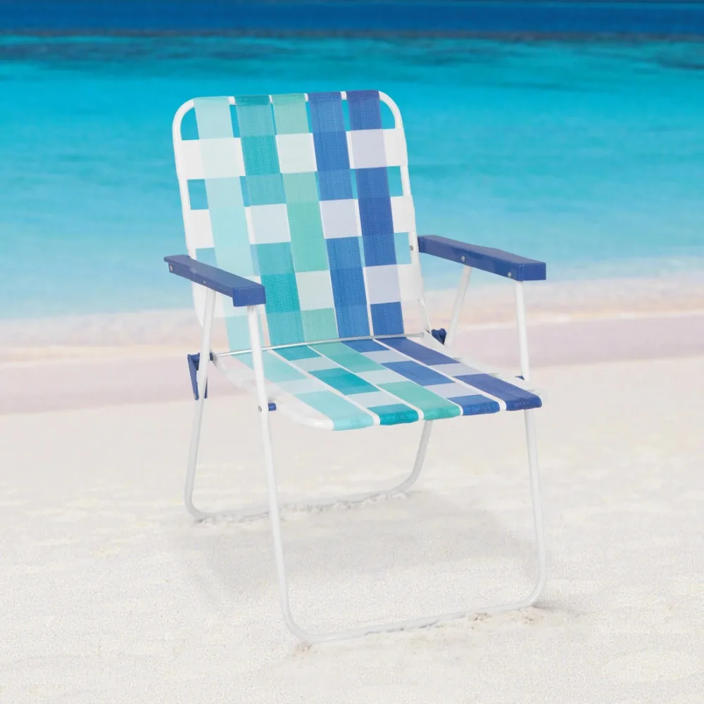 

Mainstays Folding Beach Web Chair, Blue Tonal Stripe USA