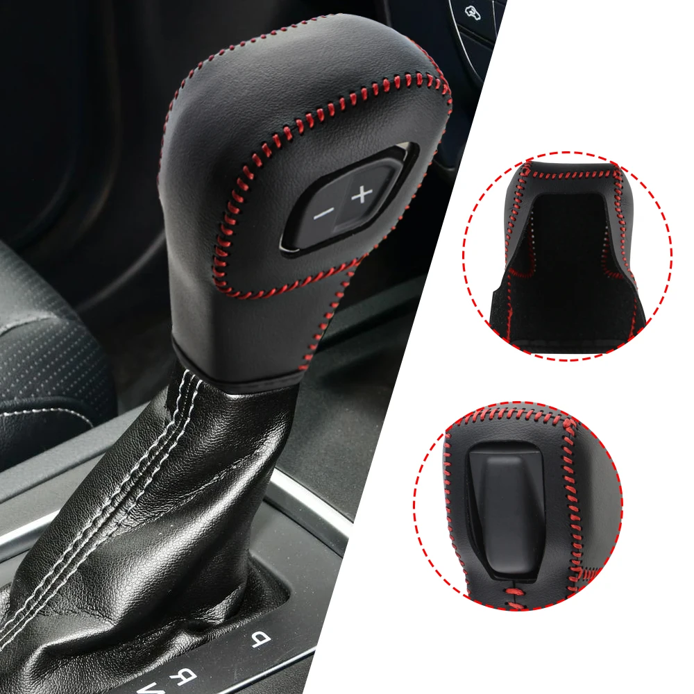 Cubierta de cuero para perilla de palanca de cambios de coche, accesorios para collares de engranaje LHD para Ford Everest Ranger 2020- 2022