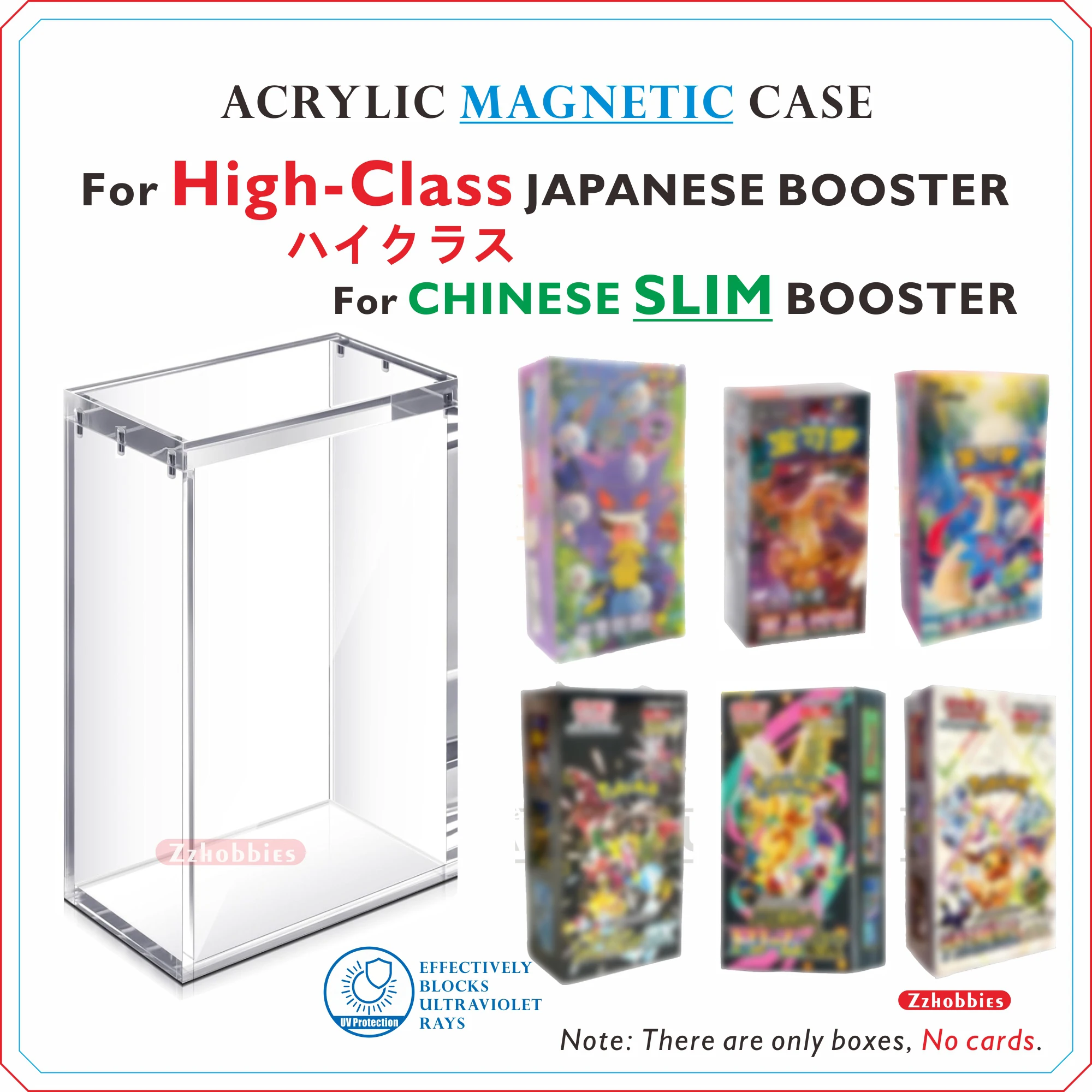 

Acrylic Magnetic Case For Japanese Small Booster Box / Chinese 151 Slim Boxes 5MM Thick Clear Display Box for Collectibles