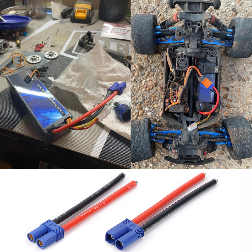 10AWG EC5 Kabel Daya Awal Pria/Wanita 10Cm Kawat Tembaga Kaleng Silikon Model Kawat Sambungan Pesawat Arus Tinggi