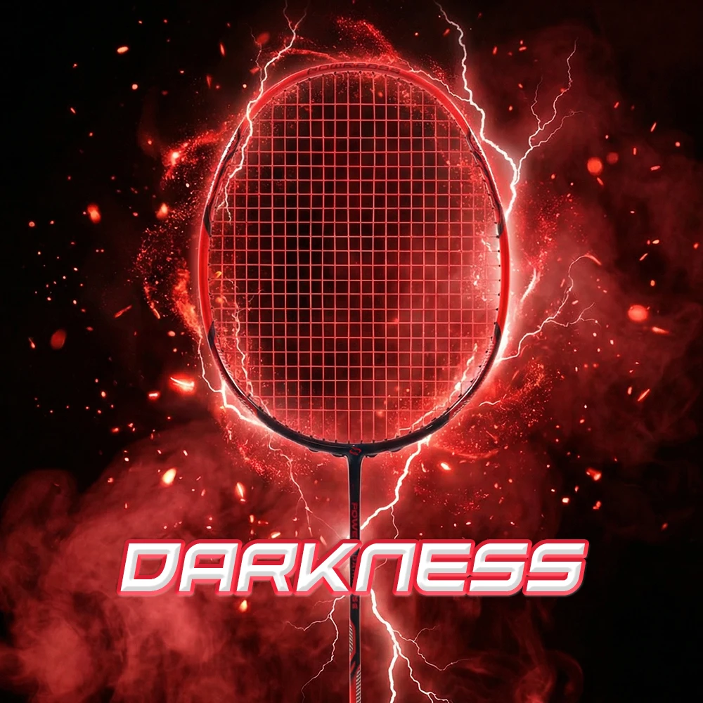 DARKNESS Badminton Racket Ultra Light Full Carbon Fiber Professional Grade 4U 30lbs High Tension 6.8mm Shaft G5 Control Grip