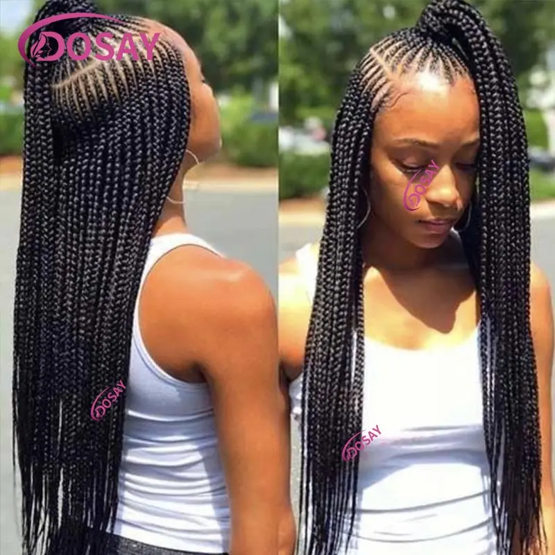 Synthetic Braided Side Part Wigs For Black Women Twist Box Butterfly Braided Lace Front Wig Full Lace Front Wig Braids Wigs 36''