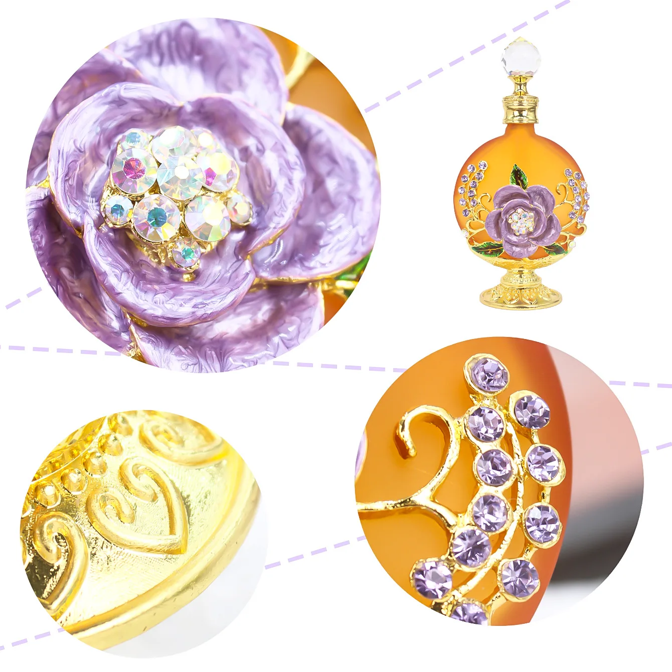 

Красочные цветы, инкрустированные кристаллами для подарков на день рождения, свадьбу, винтажные 30 мл, флакон с эфирным маслом для духов в Дубае