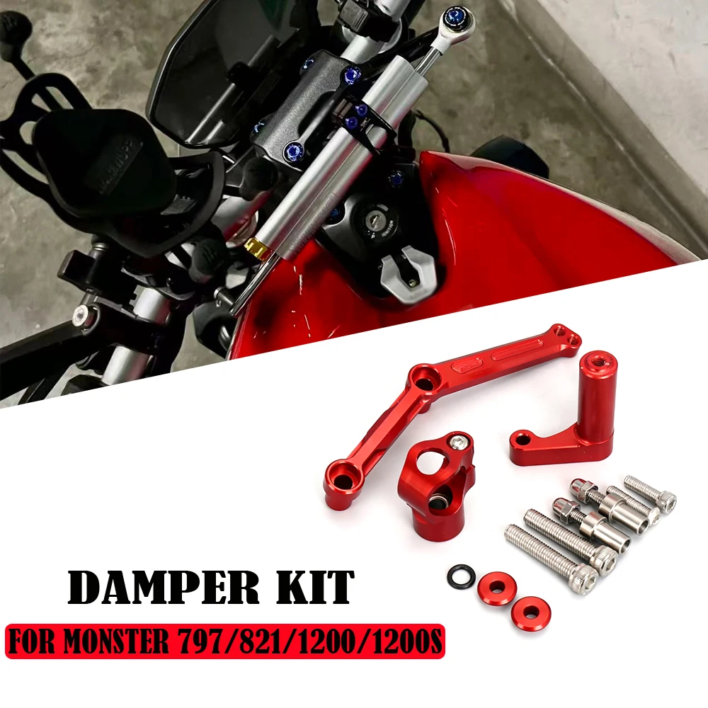 

Suitable for Ducati Monster 821, 1200,1200S 797 2014-2021 NEW Motorcycle Steering Damper Stabilizer Bracket Kit