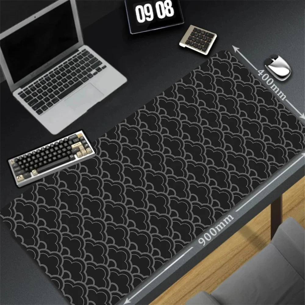 

900x400mm Computer Rubber Mousepad Black and Gray Desk Pad Line Art Cushion Pc Gamer Accessories Mouse Suture Edges Non-slip Mat