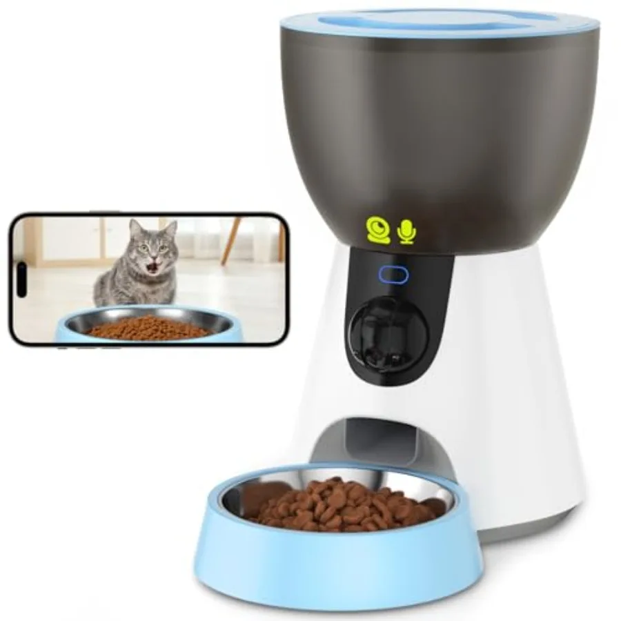 

Automatic pet feeder for cats and dogs: HD 1304P camera with night vision 2-way voice dual-band WiFi app-controlled timed dispe