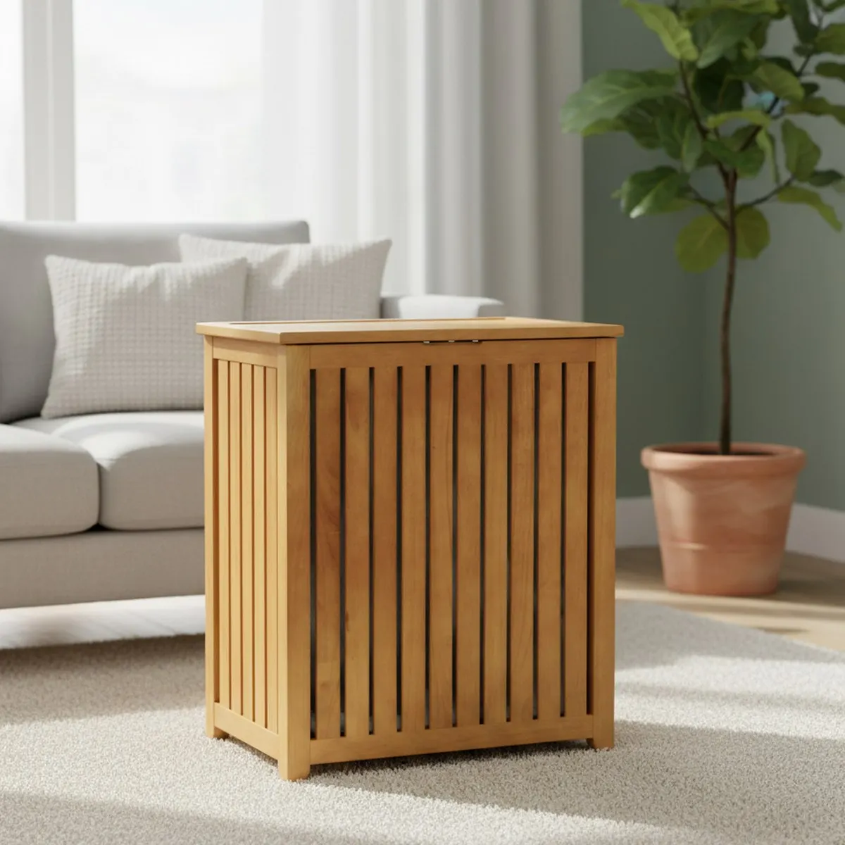 Large Natural Bamboo Clothes Basket for Home Laundry