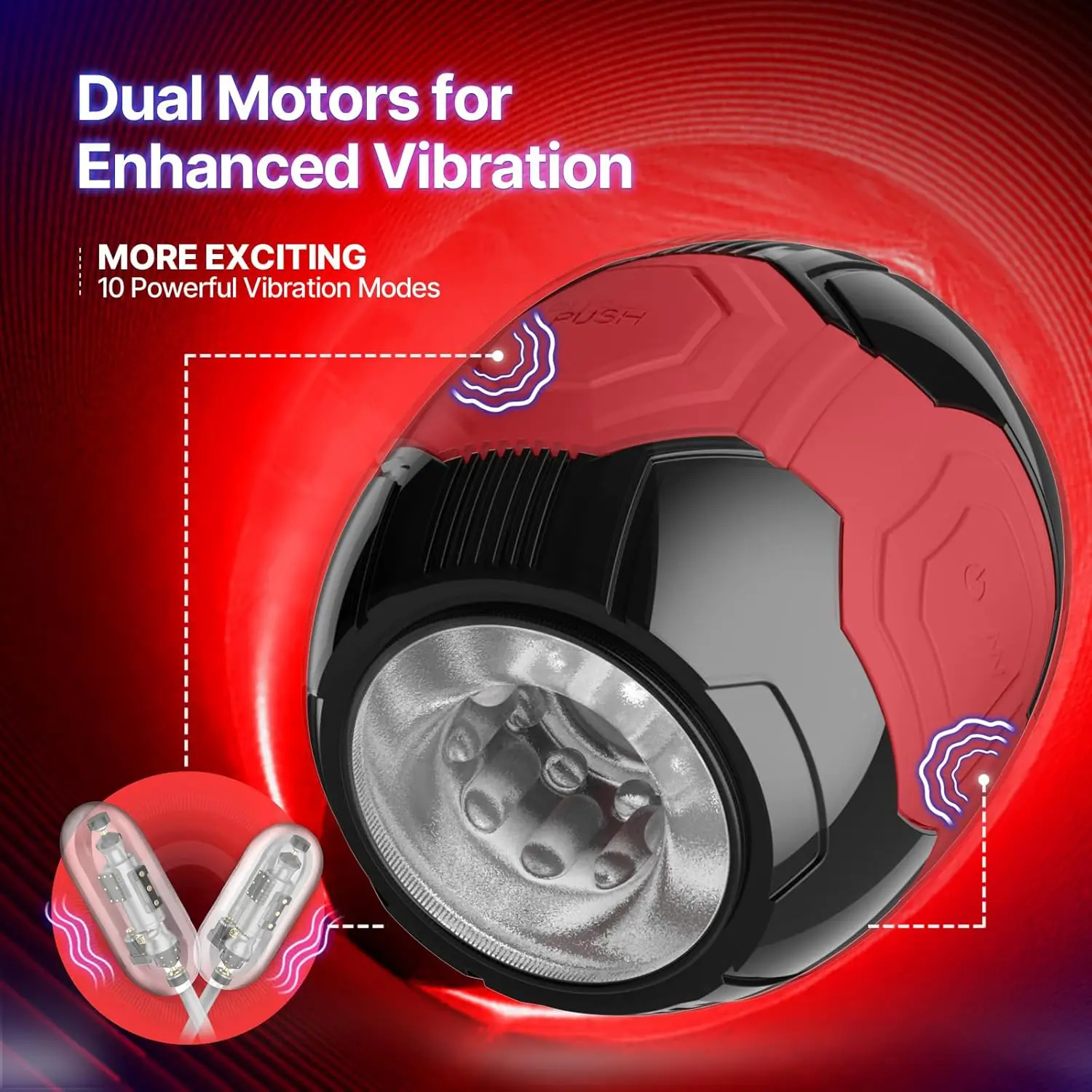 Automatic male robot adult toy, pump vibrator with 10 vibration modes, hands-free vibration with realistic 3D texture, open-sle