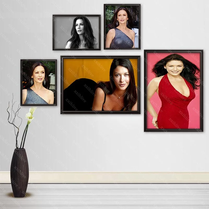 Actor Catherine Zeta-Jones Silk Cloth Canvas Poster Home Decoration Wall Art Fabric Poster Print 27x40cm,30x45cm,40x60cm