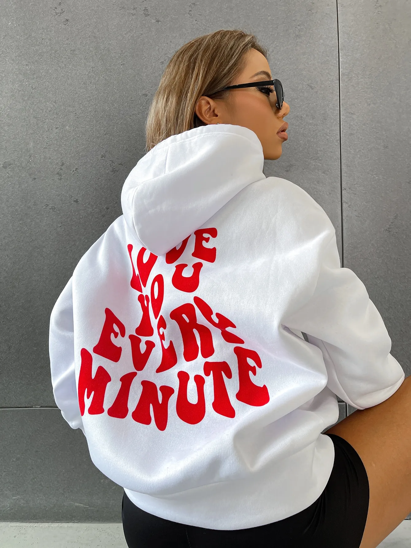 Love You Every Minute Letter Printed Womens Hoodie Plus Size Sweatshirt Hip Hop Female Winter Warm Pullover Loose Sudaderas