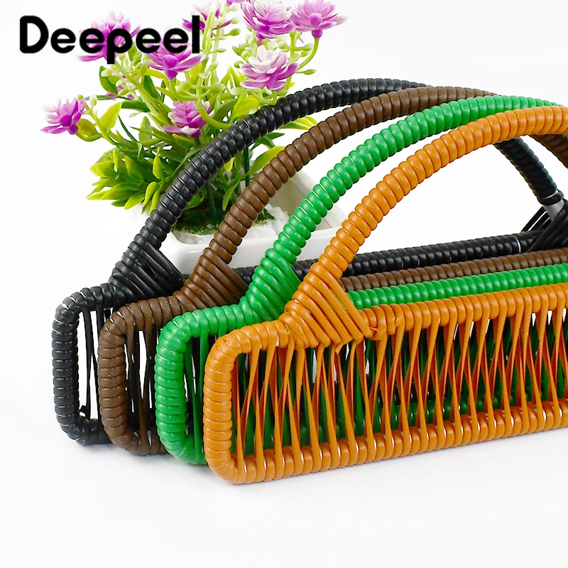 2Pcs Deepeel 12*25cm New Woven Bag Rattan Handle Purse Frame Handbag Handles Sewing Brackets DIY Handmade Craft Bags Accessories