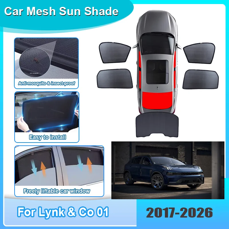 

Car Window Sunshade For Lynk & Co 01 GX6h CX11 2017-2026 Sun Shade Protector Anti-UV Windshield Frame Curtain Car Accessories