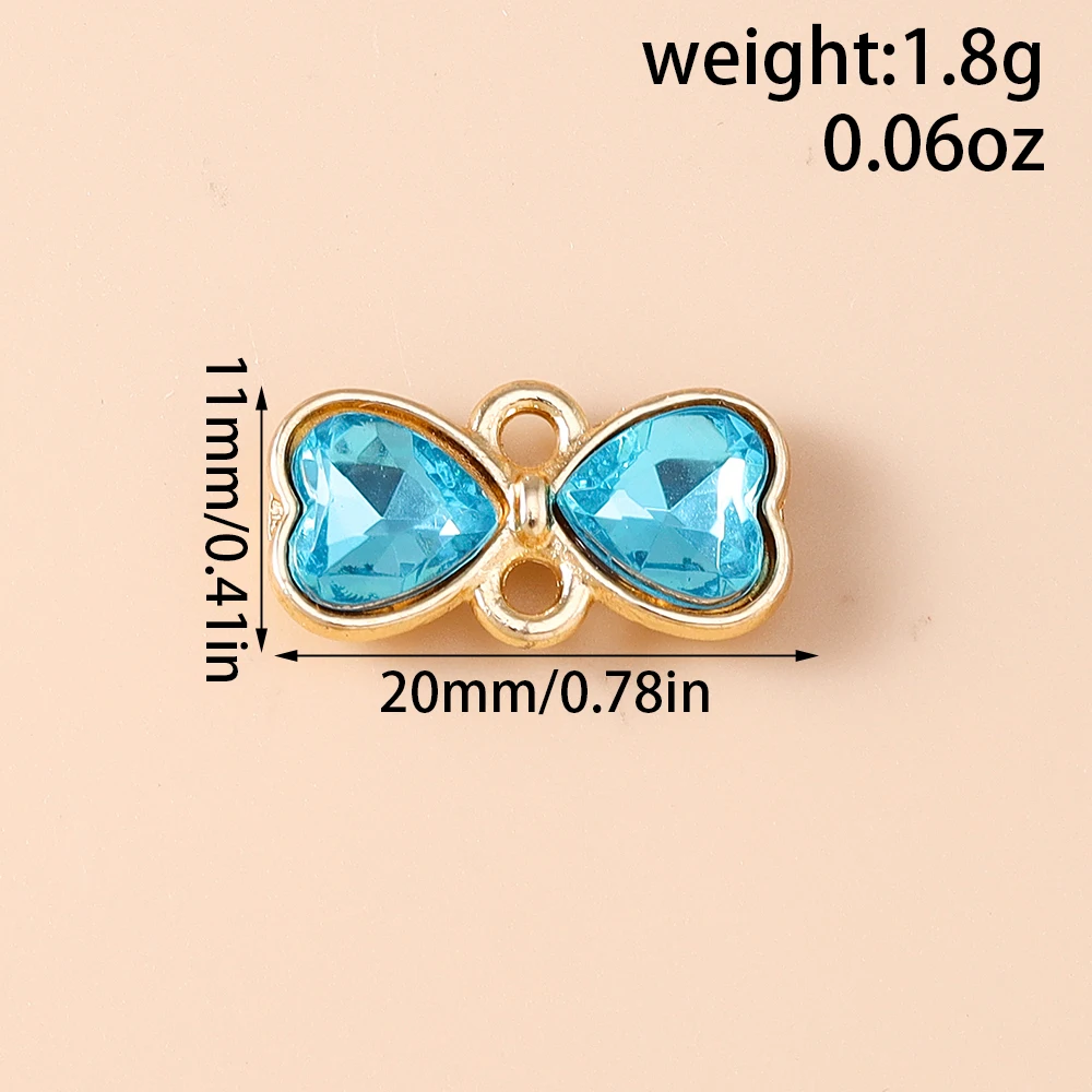 Leslie 10 Stück 12 x 14 mm zarte Doppelloch-Kristall-Bowknot-Charms-Anschlüsse für Halskette, Ohrringe, DIY-Schmuckherstellungszubehör – Detail 1