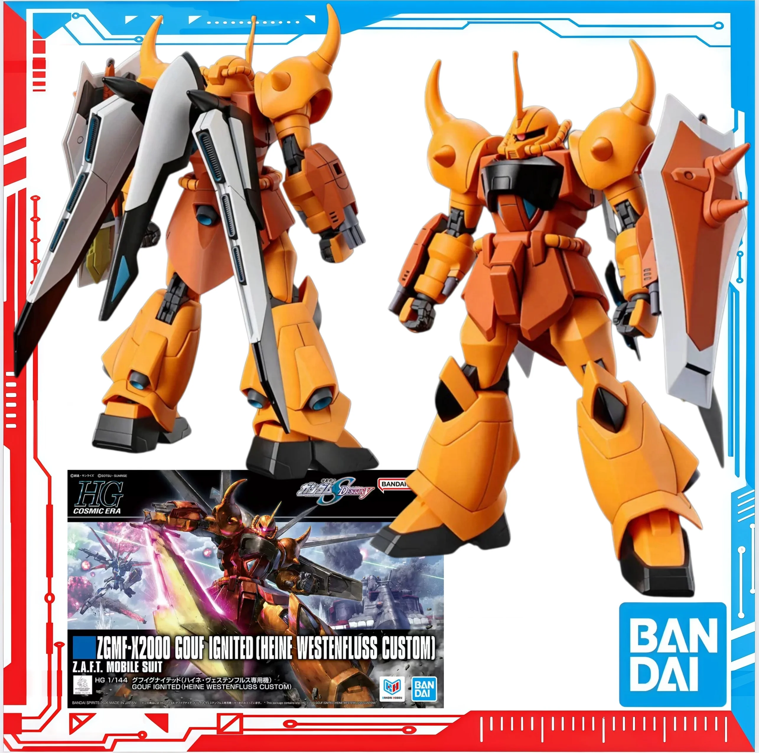 Bandai Genuine HGCE 1/144 ZGMF-X2000 GOUF IGNITED [HEINE WESTENFLUSS CUSTOM] Anime Action Figure Robot Assembly Model Toys Gift