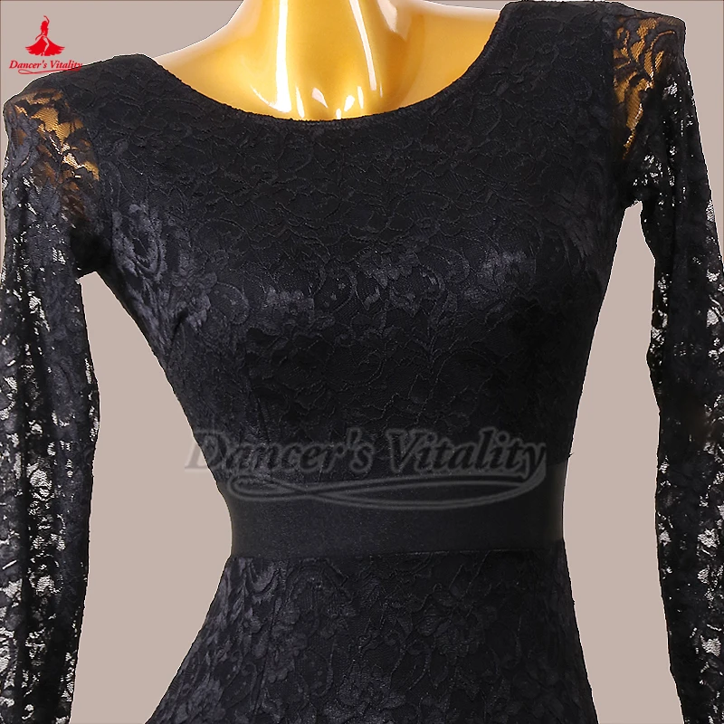 Vestidos de dança social para treinamento de grupo, renda preta, vestidos grandes de balanço, adulto, areia movediça, foxtrot, valsa, tango, roupas personalizadas
