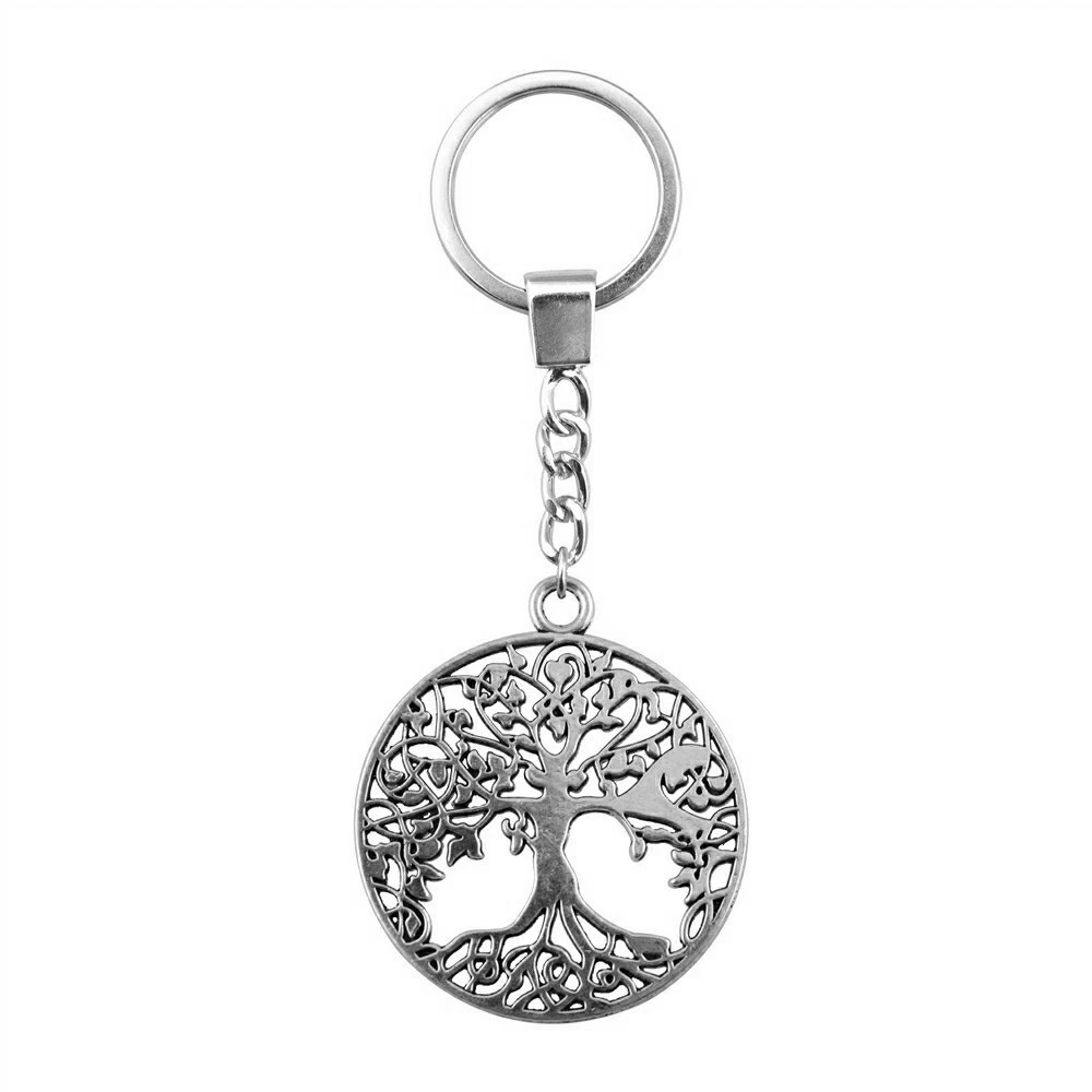 Fashion Antique Silver Color 40x35mm Tree Of Life Charms Pendants Key Chain Keyring For Men & Women